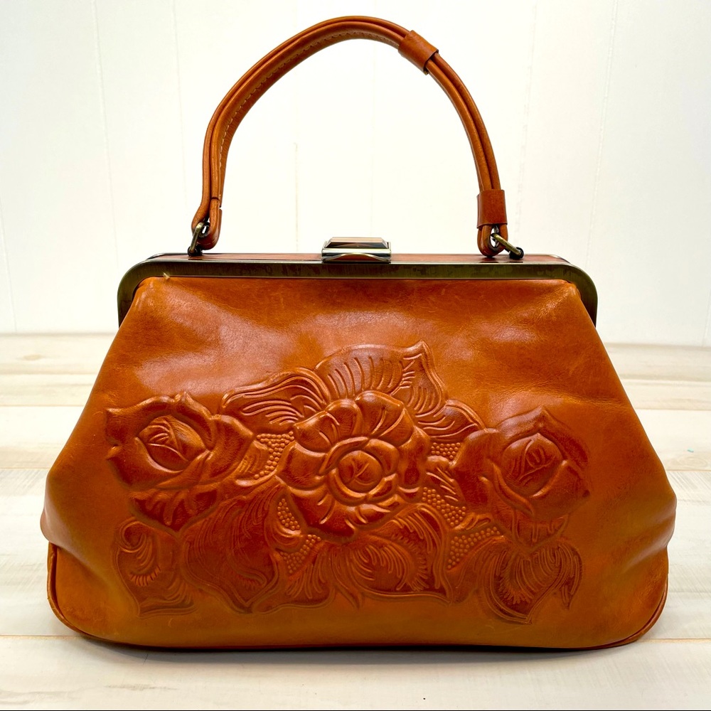 Patricia Nash Tooled Rose Satchel Leather